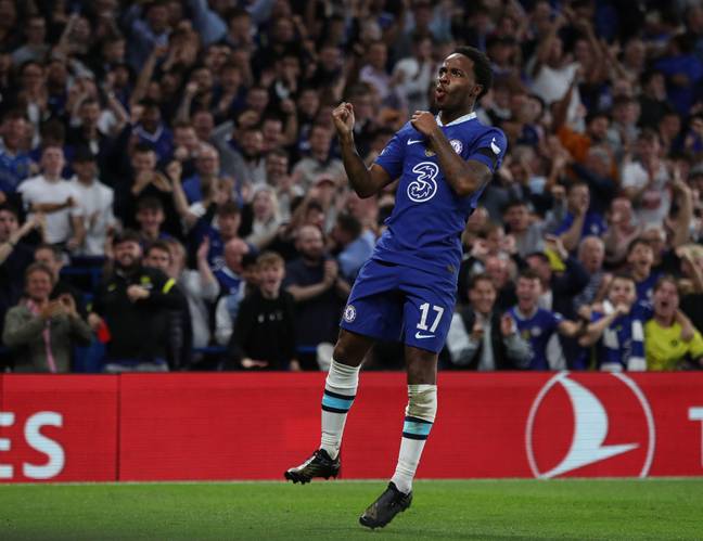 Raheem Sterling celebrates his goal against FC Salzburg.  (Alamy)