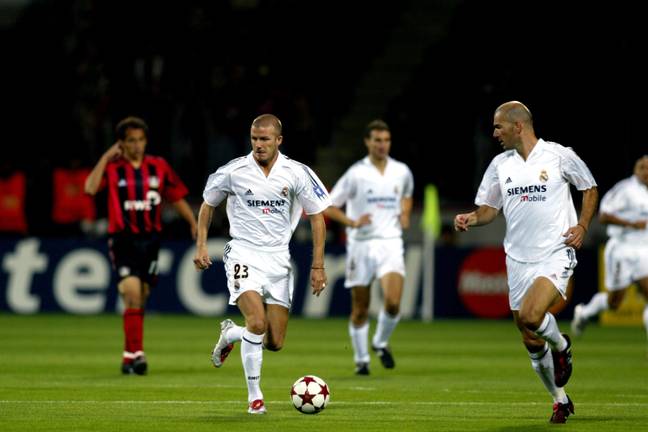 David Beckham and Zinedine Zidane in action for Real Madrid. Image Credit: Alamy