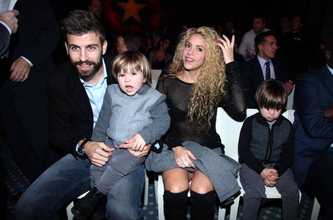 Pique and Shakira with their kids, in 2016. Image: Alamy