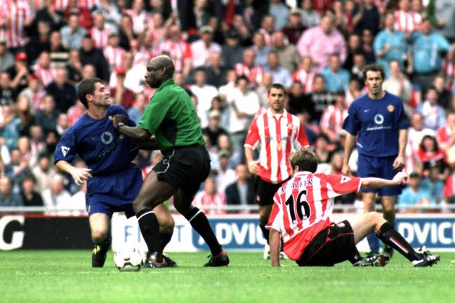 Keane had his fair share of run ins with referees. Image: PA Images