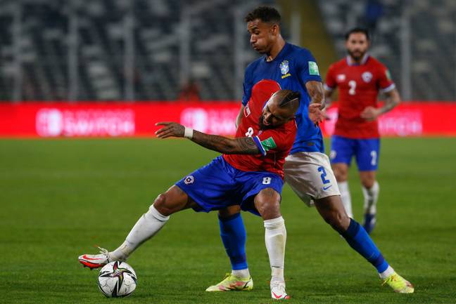 Vidal in action during last night's defeat for Chile