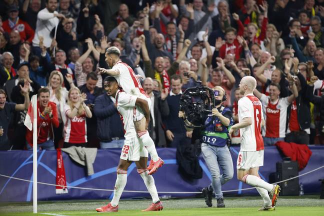 Haller celebrates his latest Champions League goal. Image: PA Images