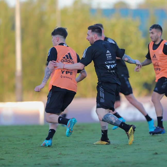 Alejandro Garnacho in Argentina training with Lionel Messi. (Instagram: Garnacho7) 