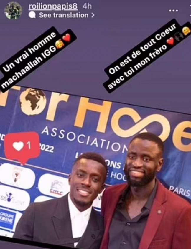 Kouyate has expressed his support for Gueye (Image: Instagram/Cheikhou Kouyate)