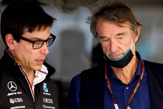 Ratcliffe, left, is involved with Mercedes as one of the F1 team's sponsors. Image: PA Images
