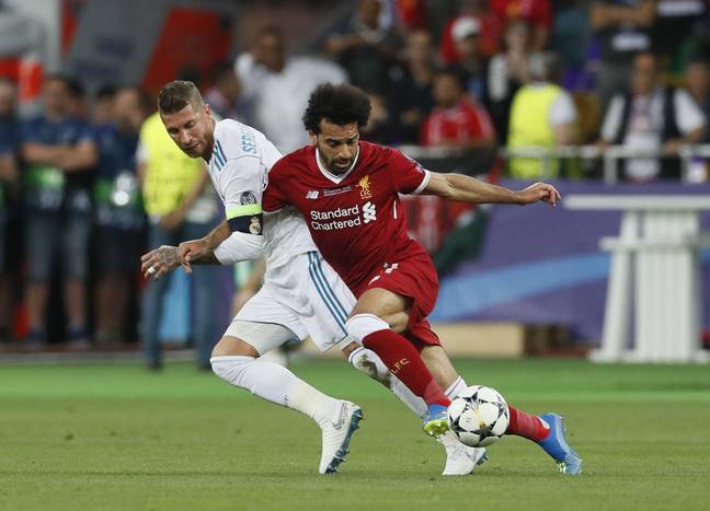 The moment Salah was injured in the 2018 Champions League final. Image: PA Images