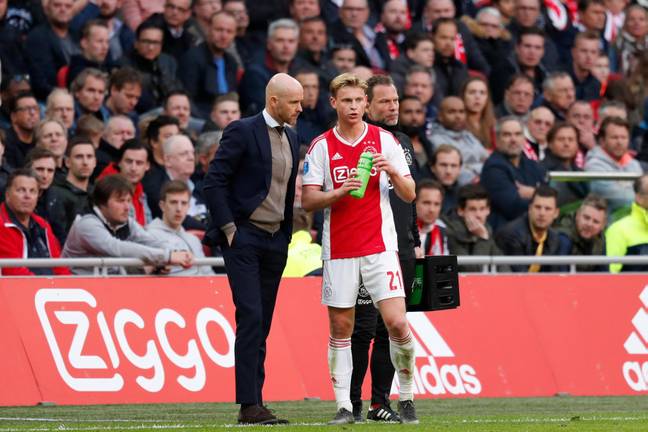 Frenkie de Jong in discussion with Erik ten Hag at Ajax in 2019. (Alamy)
