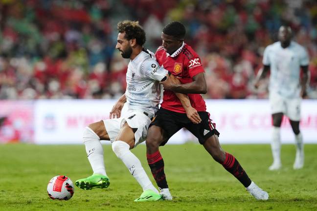 Tyrell Malacia made his unofficial debut for Manchester United against Liverpool in Bangkok. (Alamy)