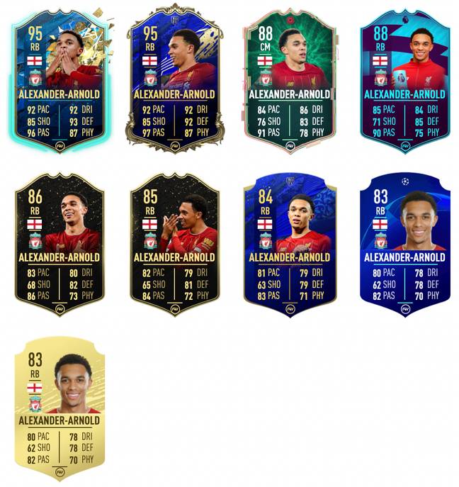 Trent Alexander-Arnold cemented himself as one of the world's best the following year with a TOTY card