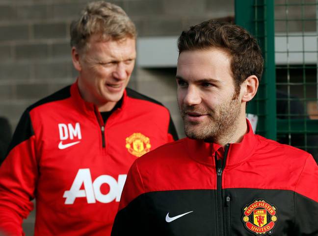 Juan Mata in training with Manchester United in 2014 (Alamy)