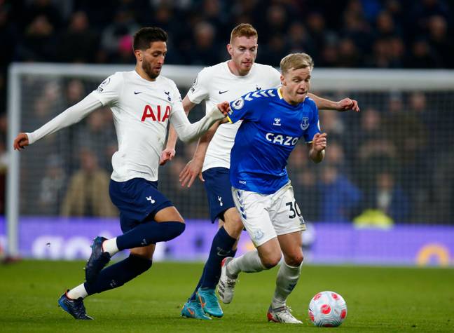 Van de Beek has already started more games for Everton than he did United. Image: PA Images