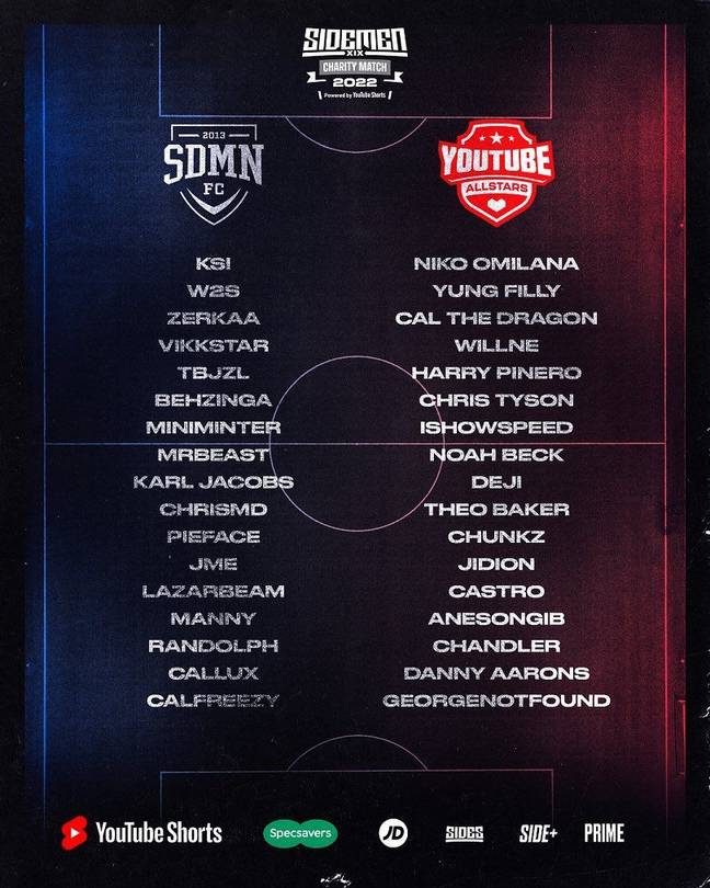 Sidemen Charity Match 2025 Lineup