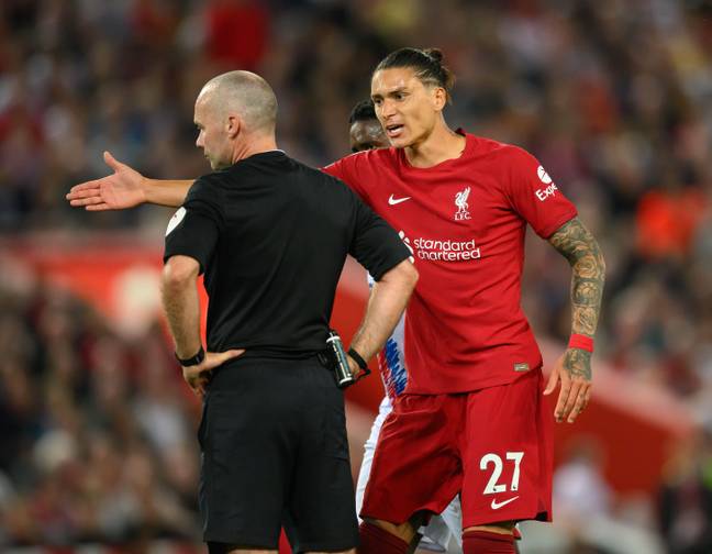 Nunez was sent off for a headbutt on Andersen in Monday's 1-1 draw at Anfield (Image: Alamy)
