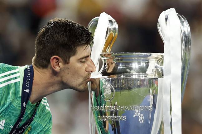 Courtois kisses the trophy he was so integral in winning. Image: Alamy