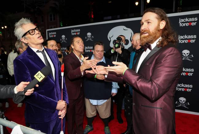 Knoxville talks to his future opponent at the Jackass premiere. Image: PA Images
