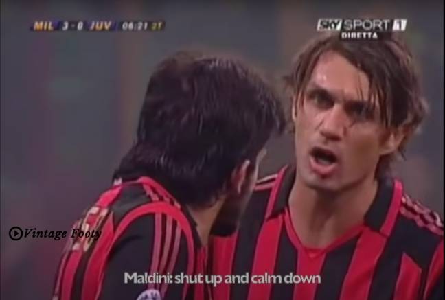 Maldini wasn't taking any excuses from Gattuso. (Image Credit: Sky Sport)