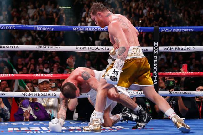 Canelo's dramatic knockdown of Plant made history. Image: PA Images