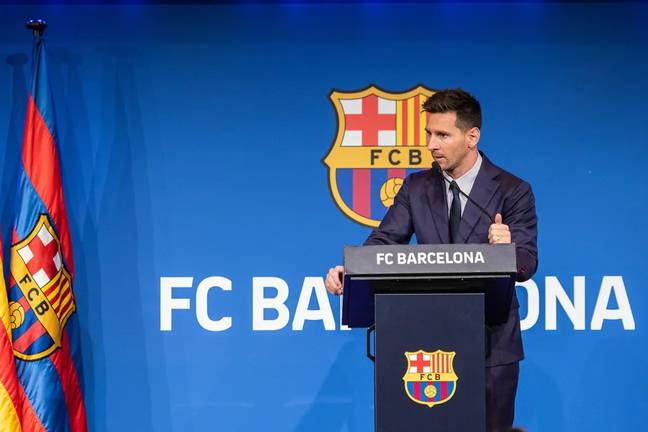 Messi says farewell to Barcelona. Image: Alamy