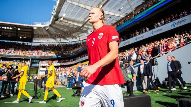 Erling Haaland on international duty with Norway. 