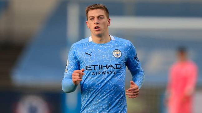 Liam Delap in action for Man City's EDS side