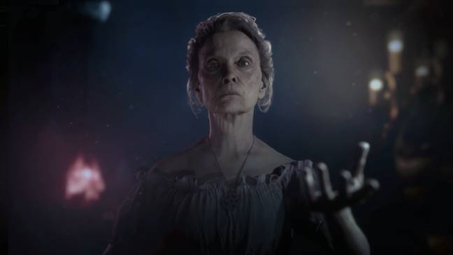 Eliza, the strange woman who helps the player with visions between Chapters, in The Quarry / Credit: 2K Games