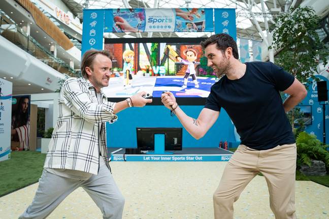 Tom Felton and Matthew Lewis caught up at the Nintendo Switch Sports Launch in London. Credit: Scott Garfitt/PinPep