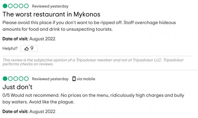 Customers have accused the restaurant of being a 'scam'. Credit: TripAdvisor