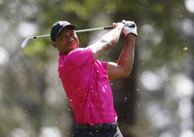 Tiger Woods at the Masters golf tournament. Credit: Alamy