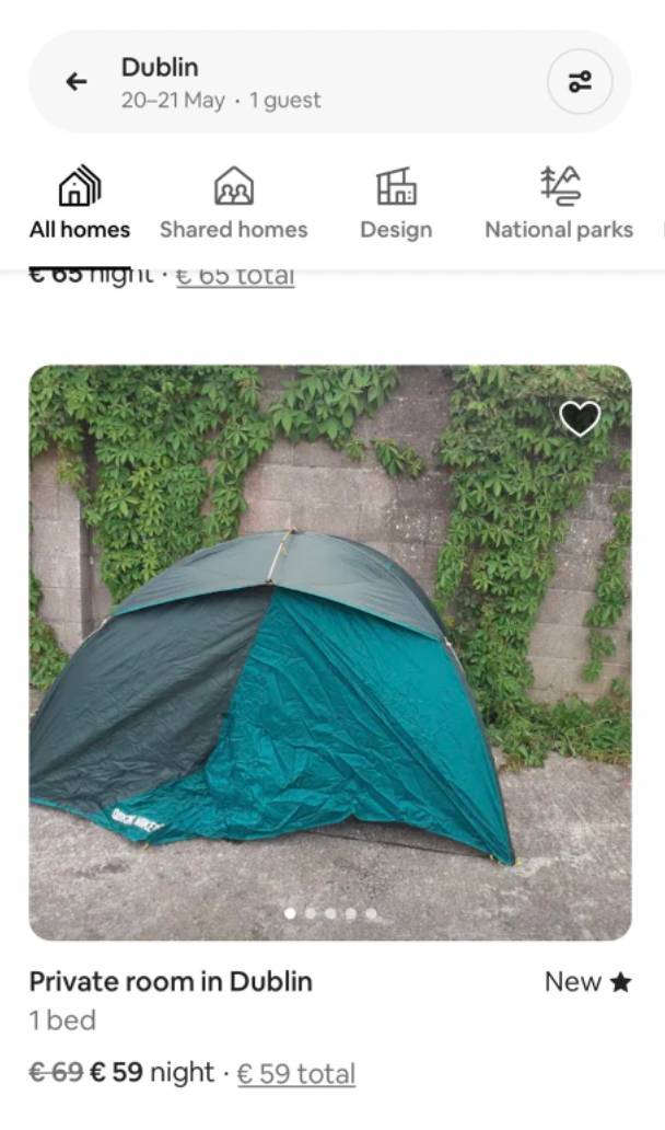 For almost £60, holiday-goers could have had the luxury of a pop-up tent in someone's back garden. Credit: Twitter