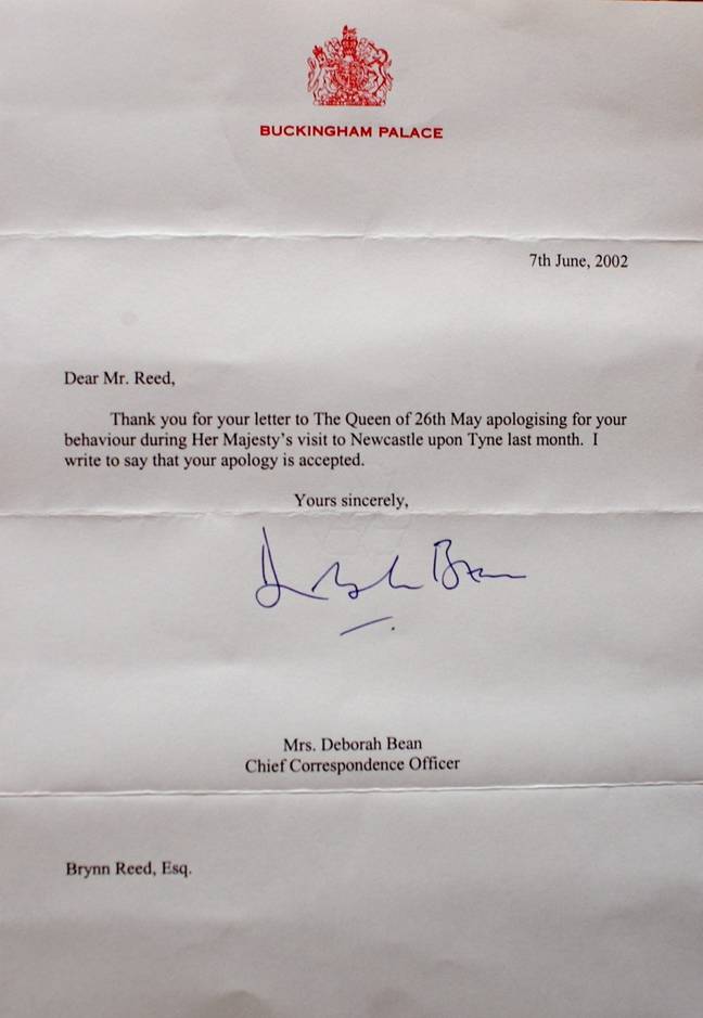 He wrote a letter of apology to the Queen and, remarkably, received a reply in less  than two weeks. Credit: North News &amp; Pictures