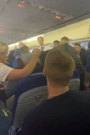 The fight broke out en route to Amsterdam. Credit: Twitter