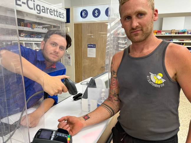 Dean Mayhew spent £200 for a permanent tattoo of his Tesco Club Card QR code. Credit: Deadline News