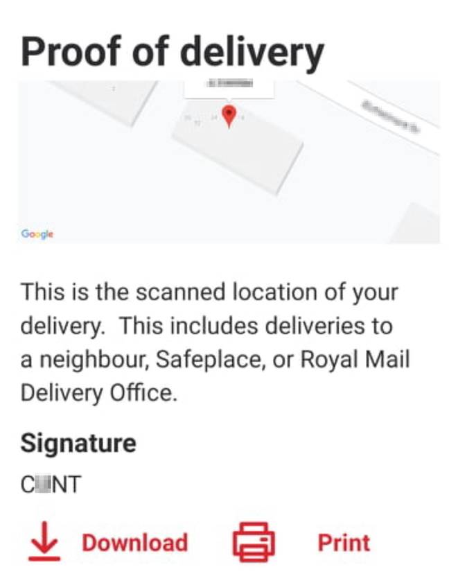 The delivery note. Credit: Kennedy News and Media