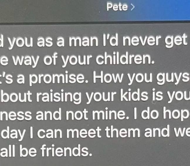 The alleged text from Pete. Credit: Instagram/kanyewest