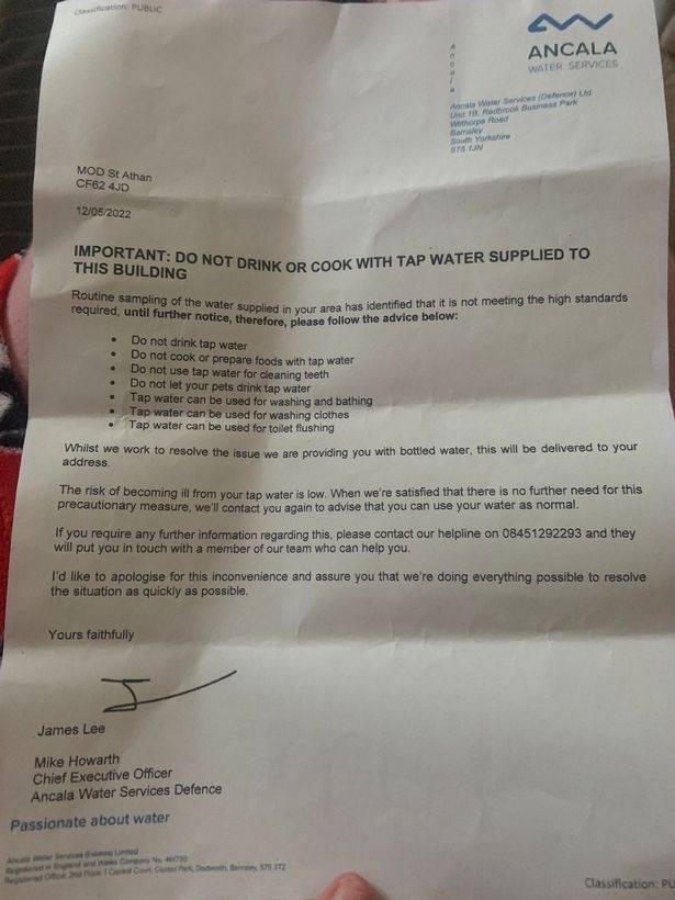 The letter issued to residents outlining what they can and can't do with their tap water. Credit: Media Wales