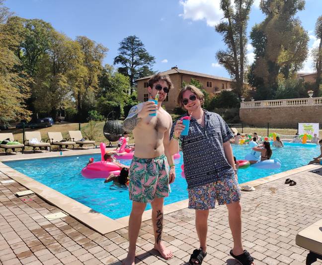 Also there was Max Bevacqua (right), who had previously only been on family and ‘lads’ holidays before this trip. Credit: Max Bevacqua