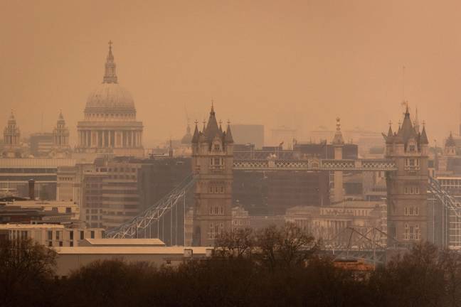 A cloud of Saharan dust in London last month. Credit: Alamy
