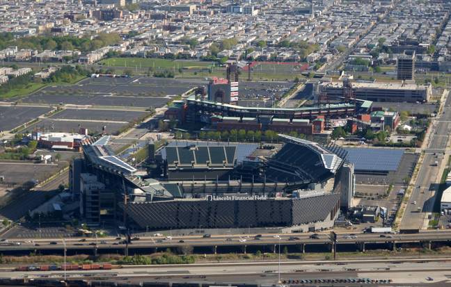 The gig was staged at Lincoln Financial Field (foreground). Credit: Alamy
