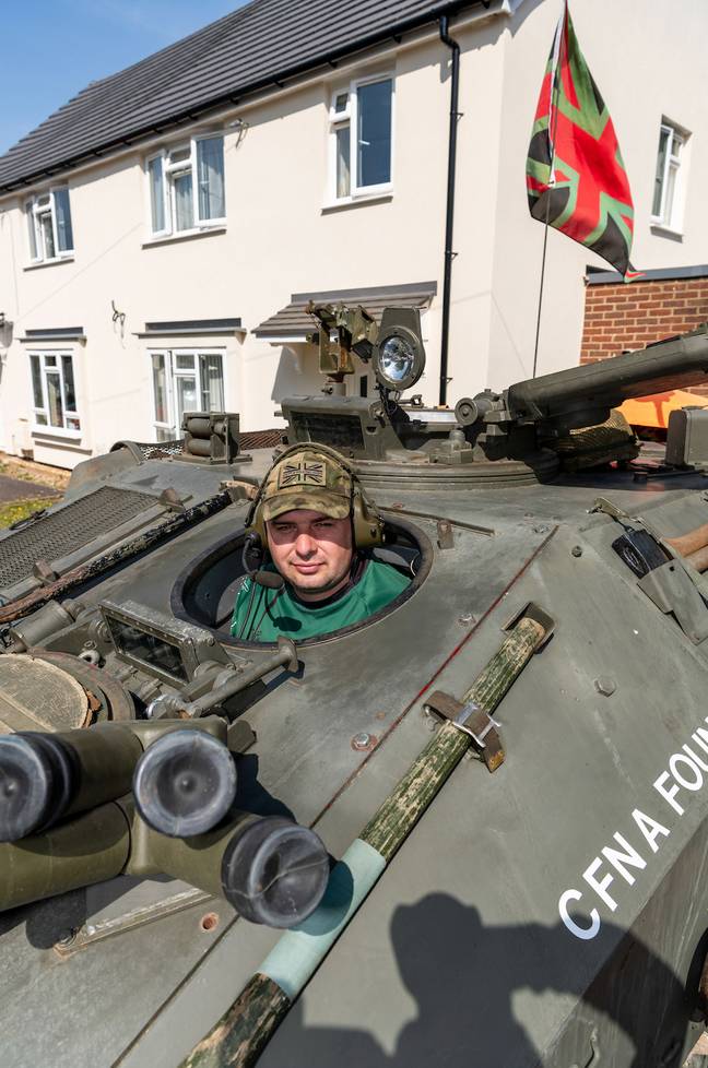Gary Freeland with his £20,000 tank. Credit: Caters