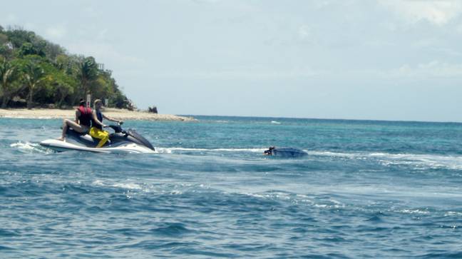Jet skiing at Epstein's private island. Credit: Channel 4