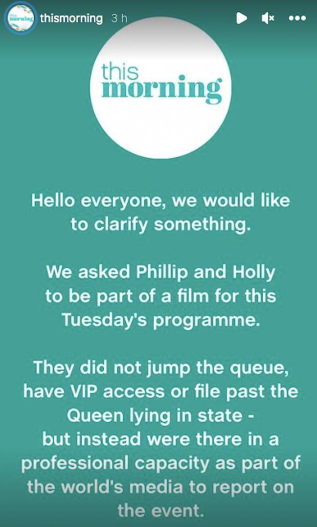 This Morning defended Holly and Phil in a statement. Credit: This Morning/Instagram