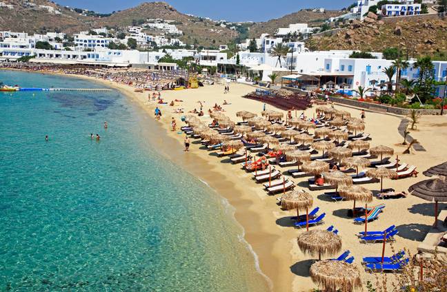 The restaurant is located on the Platys Gialos beach. Credit: R A Rayworth/Alamy Stock Photo