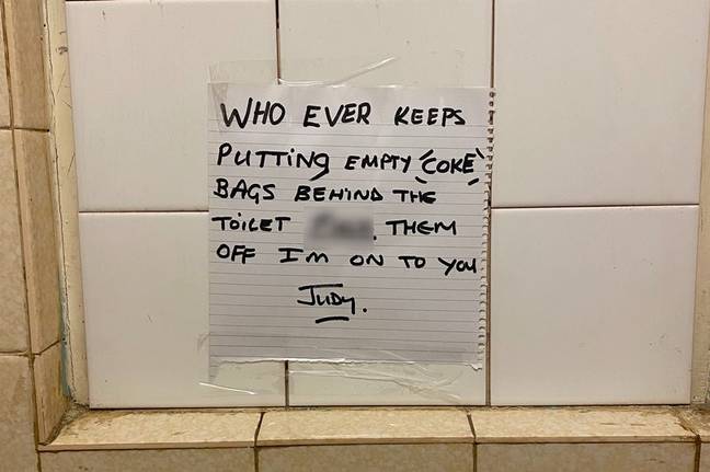The note warns drug users in no uncertain terms. Credit: Stoke-on-Trent Live