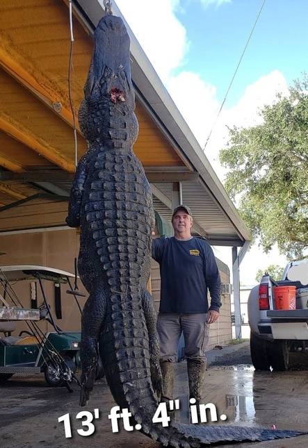 Doug Borries shot the 80-year-old alligator in the head. Credit: Dynamic Outdoors TV