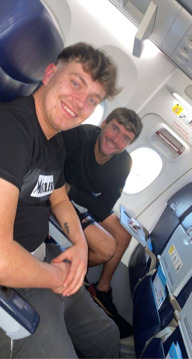 Dan and Alex didn't sleep until the plane back.  Credit: @danevanstm/Instagram/@_alexstubbs27/Instagram