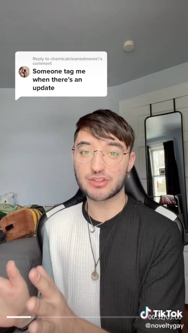 The Tiktoker gave some context to the viral video, explaining in a separate TikTok that he had applied for the company three different times, including three weeks prior to making the video, as well as in December (TikTok @noveltygay).
