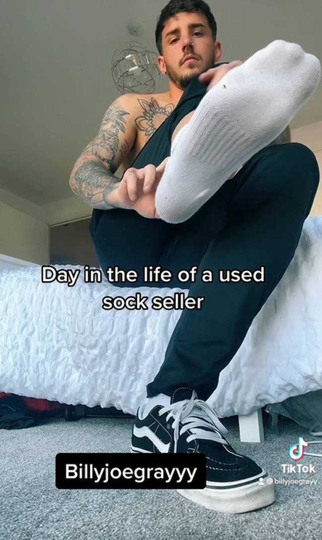 Billy-Joe Gray sells his old socks online. Credit: Kennedy News and Media