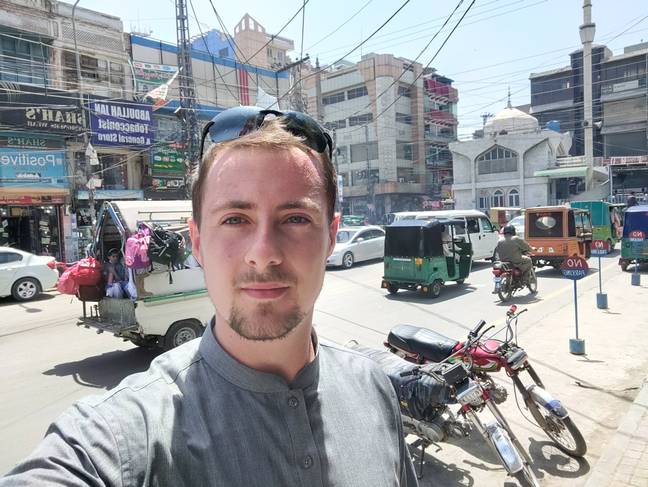 Miles Routledge in Peshawar, Pakistan. Credit: Twitter/@real_lord_miles
