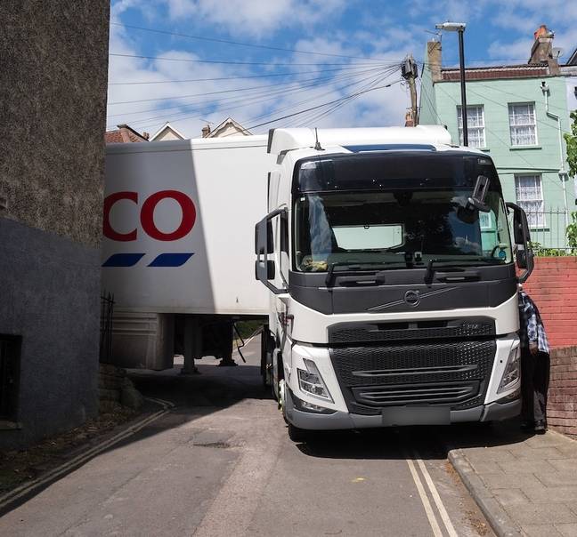 A Tesco lorry driver took the wrong turn. Credit: Simon Chapman/LNP