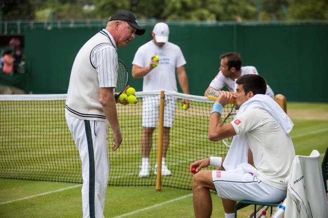 Boris Becker coaches Novak Djokovic. Credit: Alamy